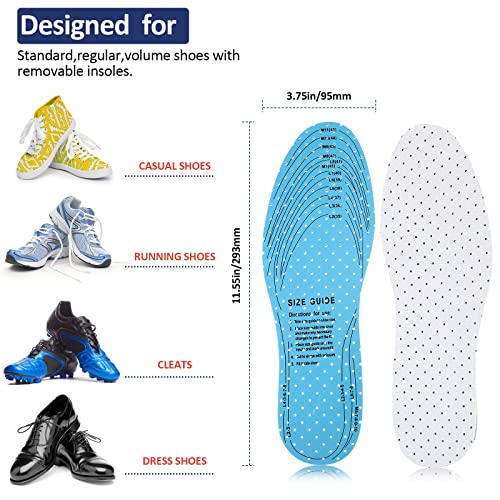 Sintege 3 Pairs Breathable Shoe Insoles Inserts Soft Cushioning Double-Layer Latex Foam Perforated Replacement Insoles for Men 7-11 Woman 2-8(White)