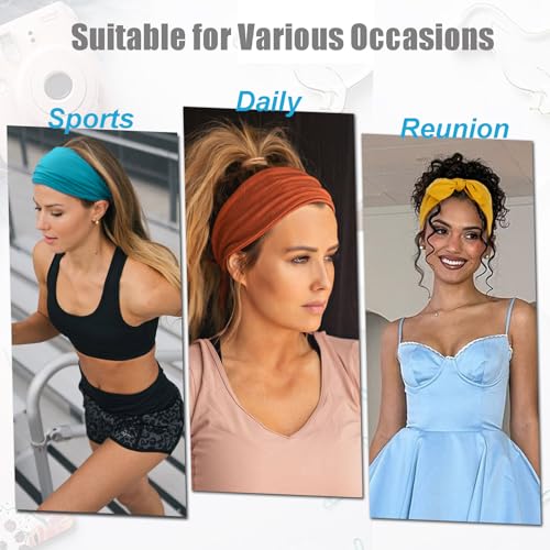 Image of 6 Pieces Adjustable Stretchy Headbands for Women African Turbans Absorbed Sport Headband Soft Twist Knotted Headbands Non Slip Daily Life Yoga Workout