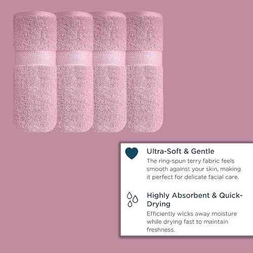 Image of Sulfar 100% Combed Cotton, Quick Drying Highly Absorbent Thick Bathroom Towels, Luxury Bath Towel Set (Pack of 4, 70 X 140 cm) - 600 GSM (Soft Berry)