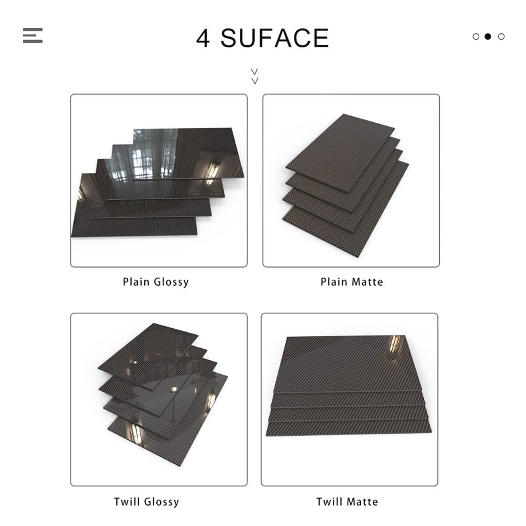 JEEIJ 125×75mm 3K Plain Matte Glossy Carbon Plate Panel Sheets, 0.25 0.5 1 1.5 2 2.5 3 4 5 6MM Thickness High Hardness Carbon Fiber Board, 1PCS (Color : Plain Glossy, Size : 75x125x5.0mm)