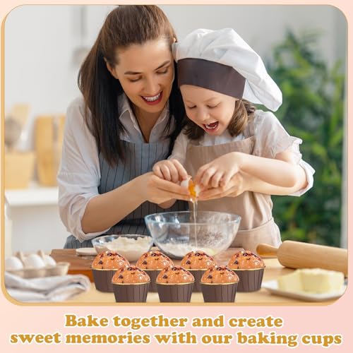 Image of 300 Pack Brown Gold Cupcake Liners Bulk Disposable Foil Muffin Cup
