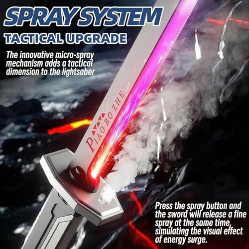 Image of VikriDA Neon Sword Spark Blade Toy with Hit Sensor, Sound & Fog Effect, Type-C Rechargeable - 27 inch Educational Toy