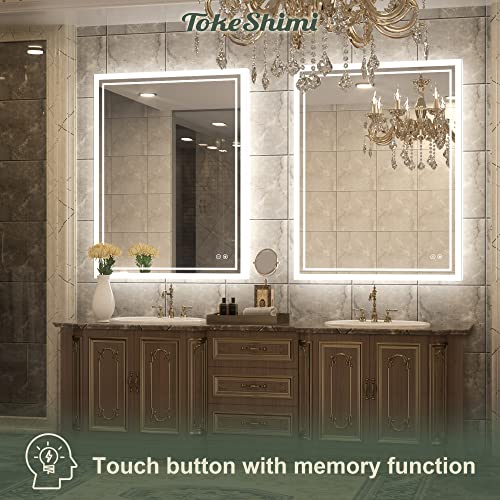 Tokeshimi 36 X 28 Inch Led Bathroom Mirror Backlit Vanity Mirror With Lights Wall Mounted Anti-Fog Lighted Bathroom Mirror Dimmable Makeup Mirror With Front Lights & Backlight(Horizontal&Vertical) #TOP5