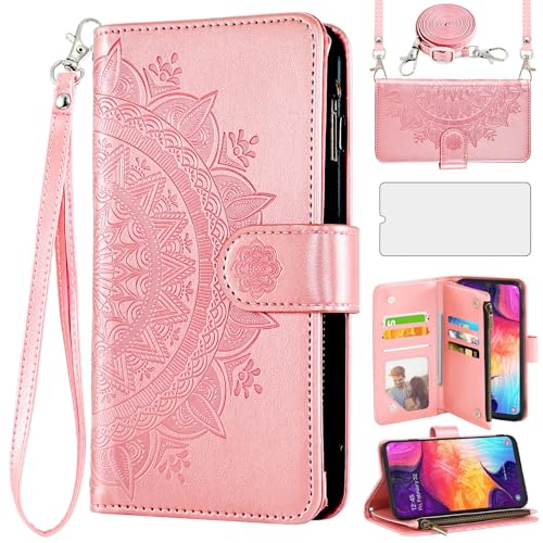 Housse Samsung Galaxy A30S Fleur Mandala Étui Porte-Carte Idéal pour Voyager Léger au Quotidien