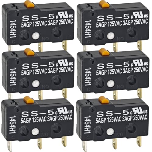 Micro interruptor SS-5 (pacote com 6) – êmbolo de pino, SPDT, 5A 125VAC 3A 250VAC SS5 Switch