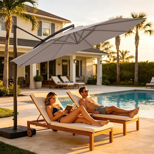 Sombrilla voladiza de patio excentrica e impermeable para la playa 2