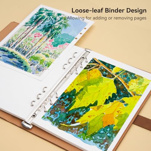 Lightwish Watercolor Sketchbook,100% Cotton Acid Free Watercolor Journal,300gsm/140lb Cold Press Watercolor Paper for Artists,Adults,Students,20 Sheets,9.25 * 6.3 Inches — view 5