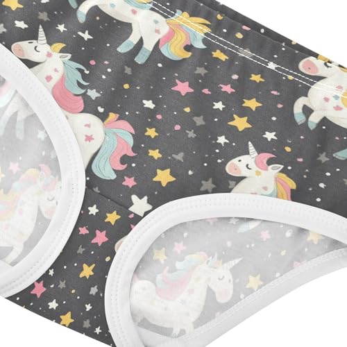 Wusikd Unicorns Stars Girls' Underwear Cotton Cartoon Girls Briefs Soft Toddler Underwear 2T4