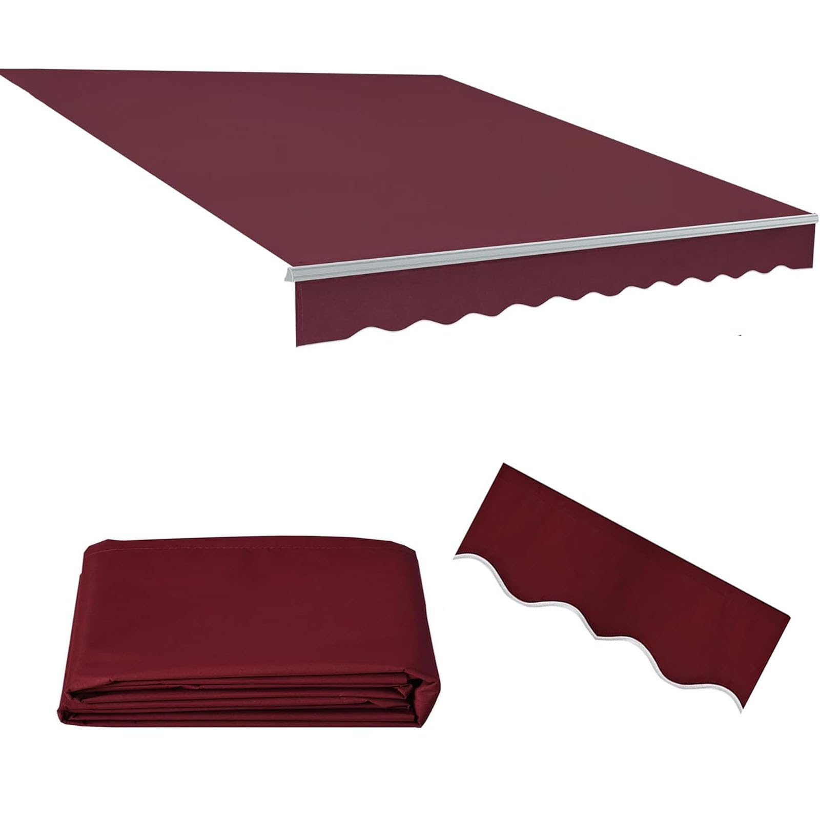 Ręcznie wysuwana markiza na patio, zapasowy materiał, 100% wodoodporny, poliestrowy pokrowiec na baldachim przeciwsłoneczny 280 g na targ - czerwony (4,5 x 2,5 m)
