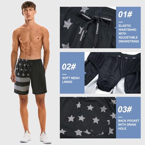 Image of HOdo Mens Swim Trunks with Mesh Liner 9 inch Quick Dry Swim Shorts Bathing Suits for Men Swimwear Board Shorts wiht Pockets
