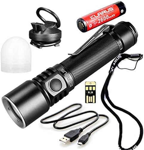 Klarus ST15R Super Bundle Includes 1200 Lumen Rechargeable LED Flashlight, 18650 Battery, Bike Mount, Diffuser, USB Charging Cable, Lanyard, and Mini USB Light