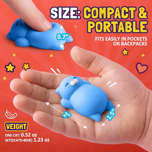 Image of Nutty Toys Squishy Cat Set - 2 inch Soft Silicone Kawaii Kitties, Top Stress Relief Toy 2026 Unique Gifts for Teens Kids Women Men Adults Best Teenage Girls Teen Boy Tween Valentines Day, Easter Gift Idea