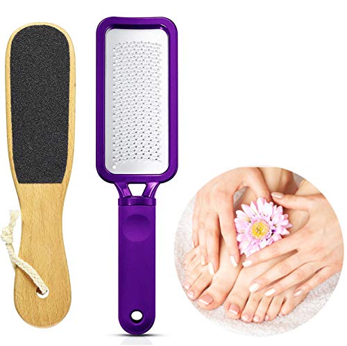 Foot Files Callus Remover 2 Pcs Stainless Steel Foot Rasp and Dual Sided Foot File Professional Pedicure Tools Premium Foot Scrubber