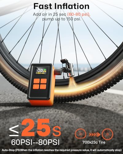 image for MCY Portable and Mini Bike Pump with Guage,20s Fast Inflate Electric B