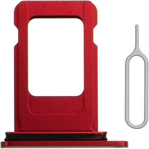 Bandeja de repuesto para tarjeta SIM para iPhone XR (rojo) con anillo de goma impermeable y pasador de expulsión (versión de SIM simple)