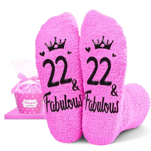 HAPPYPOP 22nd Birthday Gifts for Women - Socks for 22 Year Olds for Women