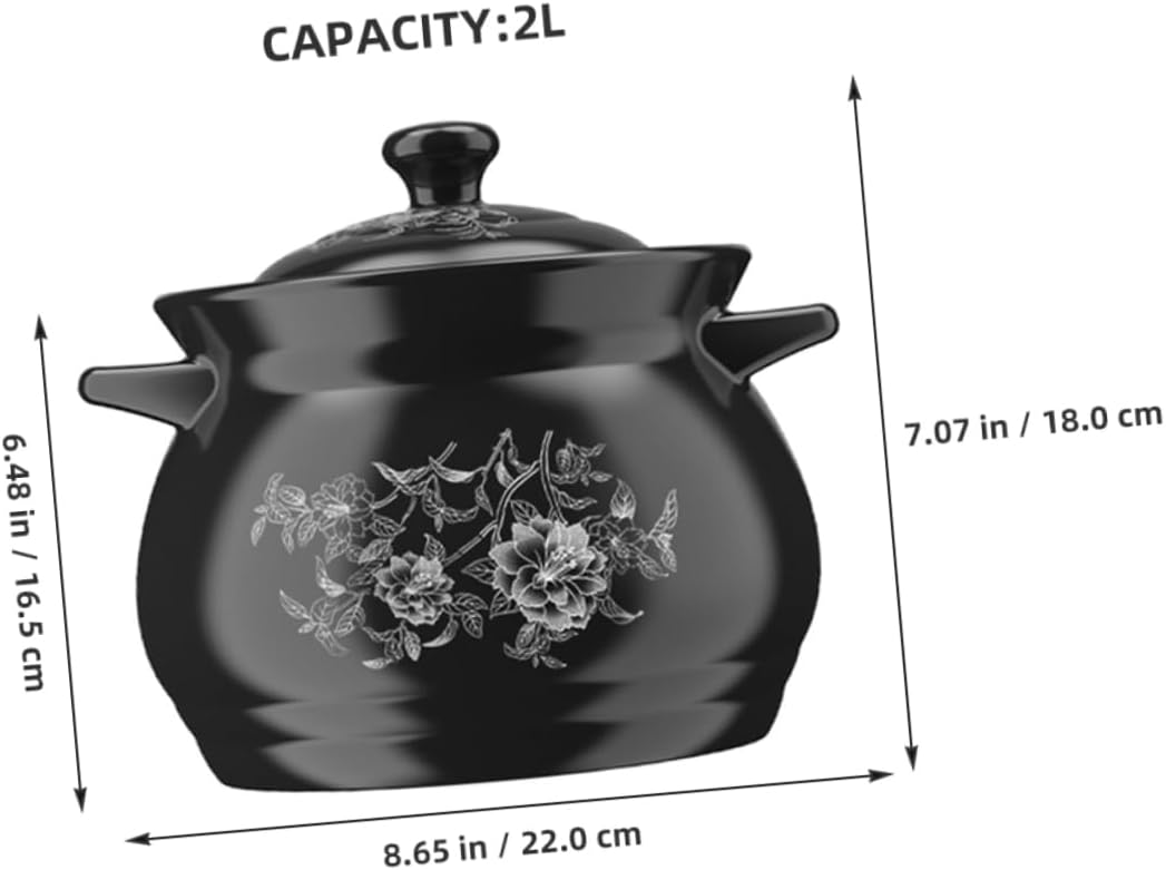 Ciieeo Ceramic Soup Pot Large Stew Pot Side Handles Stockpot for Home Cooking Random Color