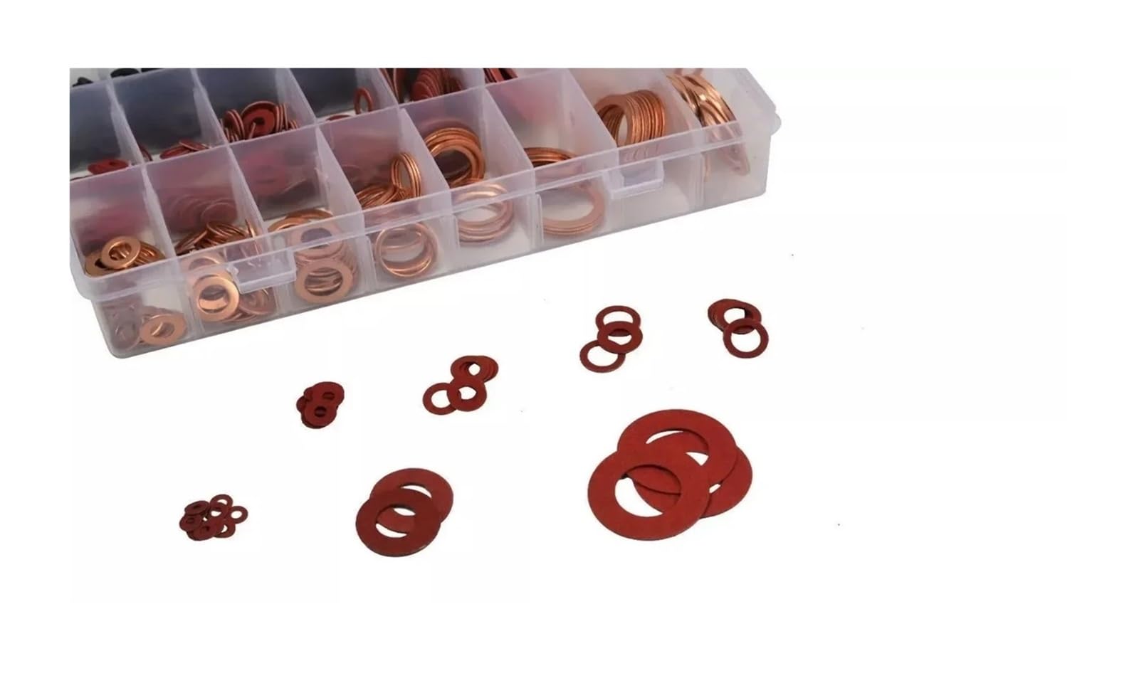 680PCS Rondelle di Rame Kit Guarnizioni in Fibra di Carta Nylon Rosso M4/M5/M6/M8/M10/M14/M16 M18 M20 M222Per Rondella Tappi Coppa