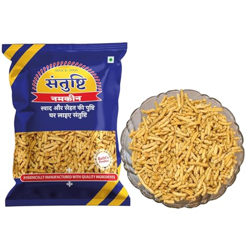 Image of SANTUSHTI NAMKEEN Special Hing Sev 200 g | Spicy & Flavorful Indian Snack with Strong Hing Aroma | Made in Pure Groundnut Oil | Crispy Crunchy Sev for Tea Time, Chaat, Travel & Everyday Snacking