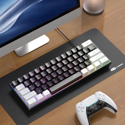 Image of MageGee TS91 Ergonomic Waterproof Mechanical Feeling Office Computer KeyboardMini 60% Gaming Keyboard,RGB Backlit 61 Key Ultra-Compact Keyboard, for Pc,Mac,Ps4,Xbox One Gamer,Wired(Black&White)