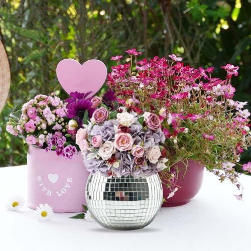 Image of Mirrored Disco Ball Planter,2 Pcs Disco Ball Vase,4.4 x 6 Inch