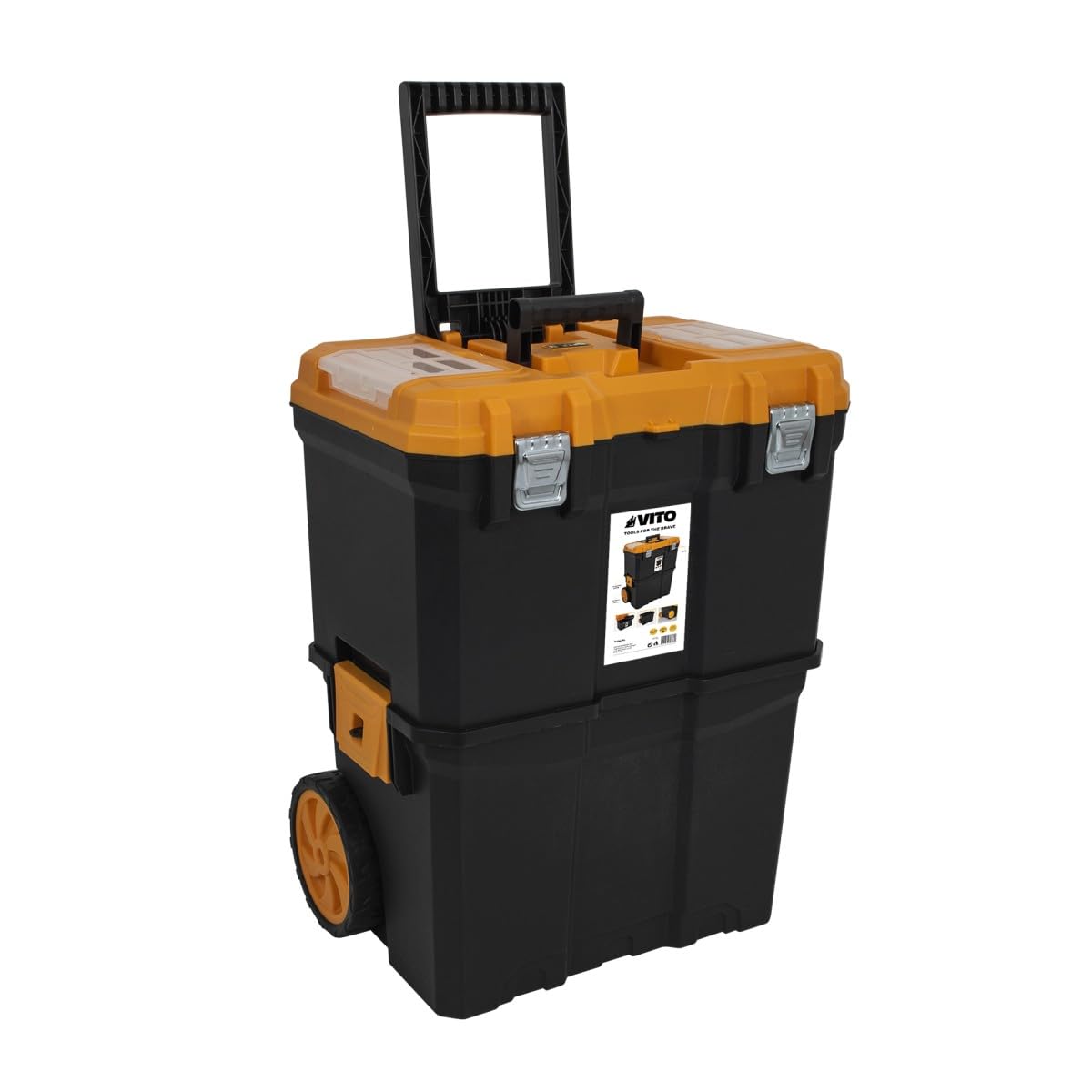 VITO - Servante d'atelier Trolley XL - Caisse à outils Rangement modulable 2 compartiments Servante à roulettes Chantier