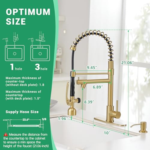 Image of Fapully Commercial Kitchen Faucets with Pull Down Sprayer Brushed Gold LED