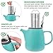 Tealyra - Daze Ceramic Teapot Turquoise - 27-ounce (2-3 cups) - Small Stylish Ceramic Teapot with Stainless Steel Lid - Extra-Fine Infuser To Brew Loose Leaf Tea