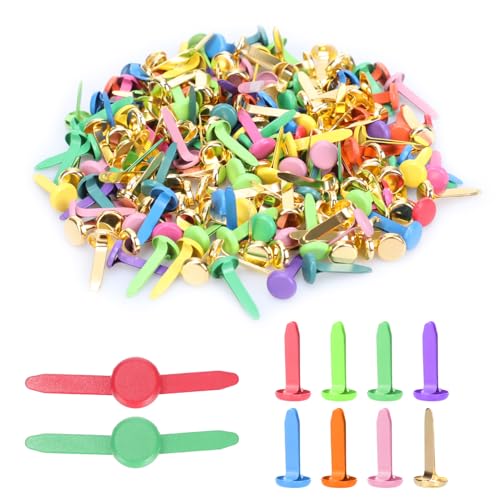 200 Pcs Split Pins Craft Metal Paper Fasteners 8mm x 18mm Multicolor Split Pin Paper Fasteners Split Pins Mini Brads Round Scrapbooking Brads for Paper DIY Stamping Crafts Projects Scrapbooking Office