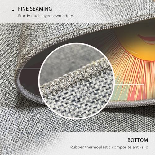 Tapis lavable antidérapant pour salon à rayures rétro avec smiley imprimé - 7