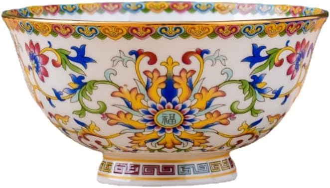 Cuenco de cerámica Cuencos chinos Cuenco de porcelana estilo palacio antiguo chino de 15,5 cm (6,1 pulgadas) Cuenco de arroz de cerámica for el hogar Cuenco de Phnom Penh con base alta de esmalte chin