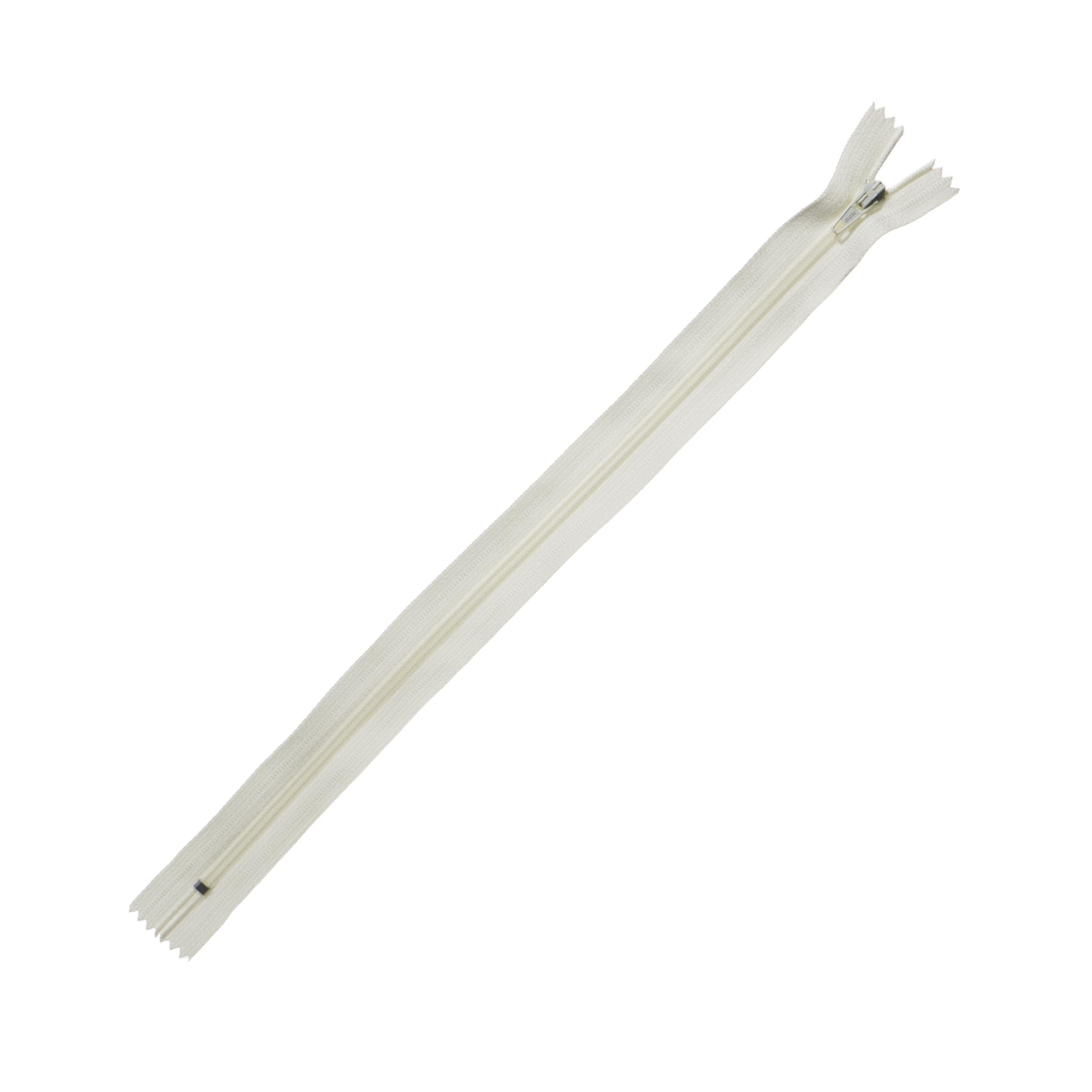 Trimz 45cm (~18inch) one Way end Stop Zip with 4mm Teeth - Cream x 1Pce, Polyester, 45 cm