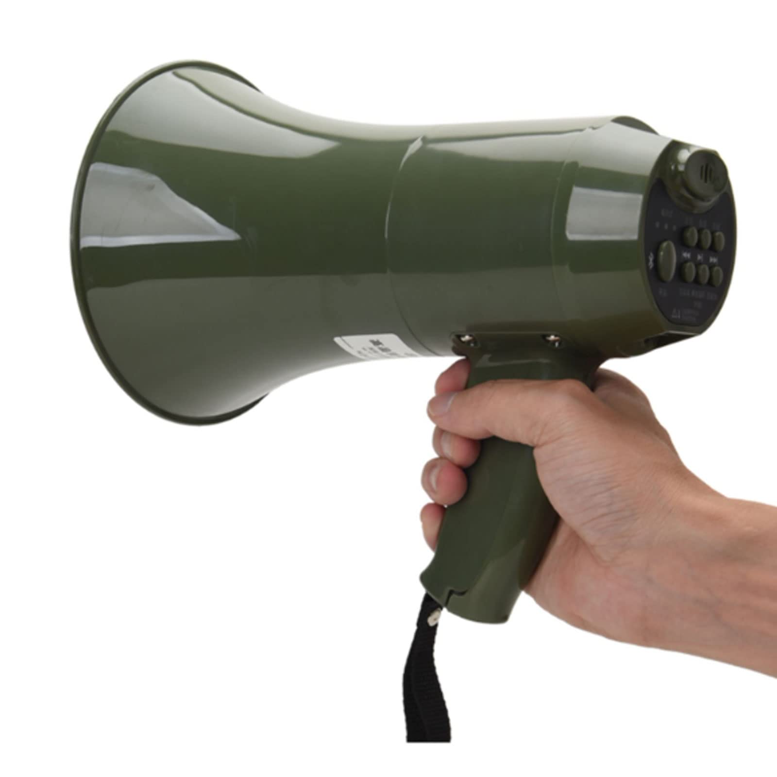 ppARK Megafon Tragbarer Megaphon-Lautsprecher, 15 W, tragbares Megaphon, einstellbare Lautstärkeregelung, Schiedsrichter-Bullhorn, eingebaute TröTe