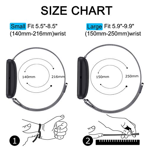 Image of Amzpas Bands Compatible with Fitbit Versa 3 Fitbit Sense, Breathable Stainless Steel Loop Mesh Magnetic Adjustable Wristband for Fitbit Versa 3 / Sense for Women and Men