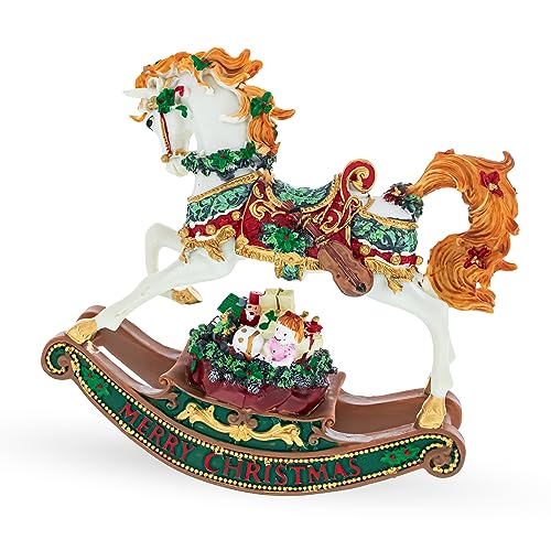 BestPysanky Rocking Horse Carrying Gifts Christmas Musical Figurine