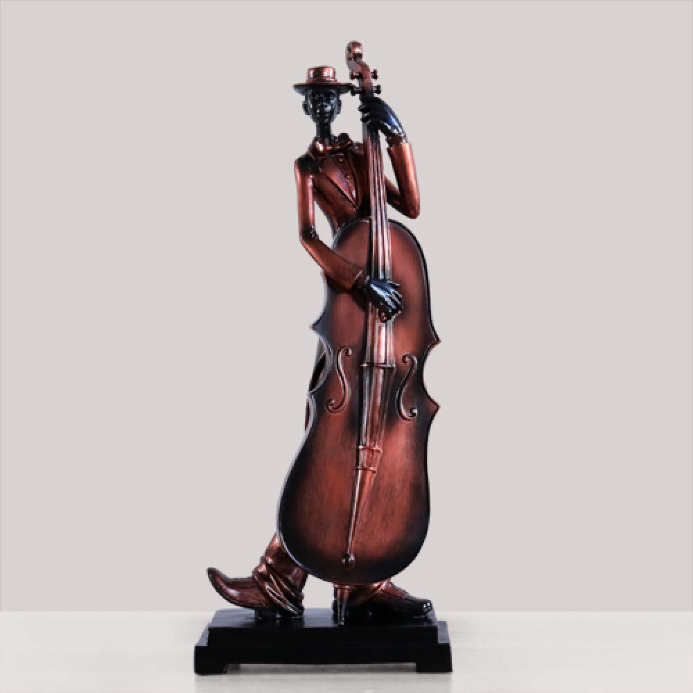 LIJUCAI Resin Craft Negro Musicista Music Band Statue per Decorazioni Persone Creative Ornamenti Scultura Home Decor Desktop Craft Gift, Brass A