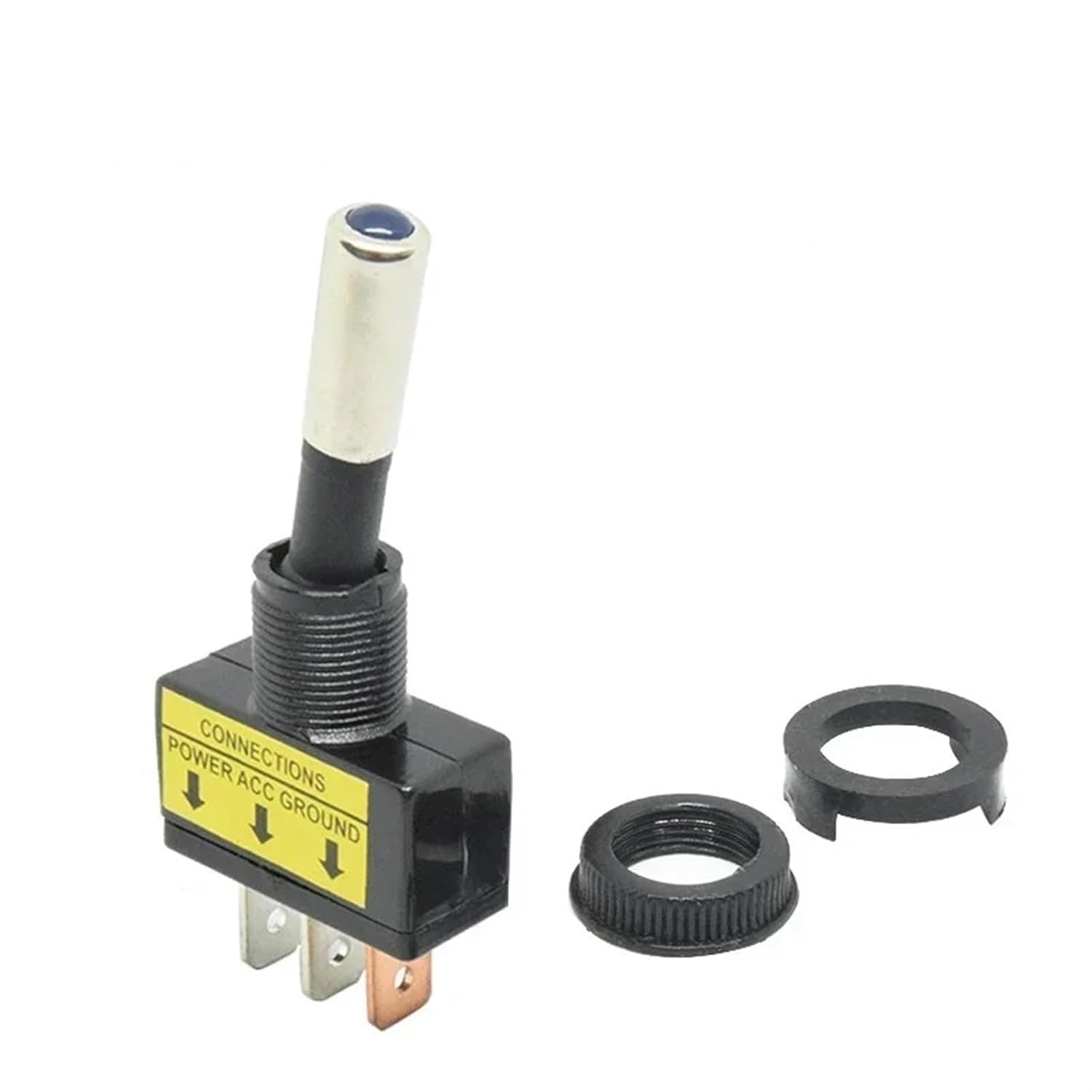 12mm ASW-15D 20A Toggle Switch ON Off 12V 24V DC Red Green Blue Yellow White LED Illuminated Car Auto Rocker Switch 3pin SPST (Color : Blue LED, Size : 12V)