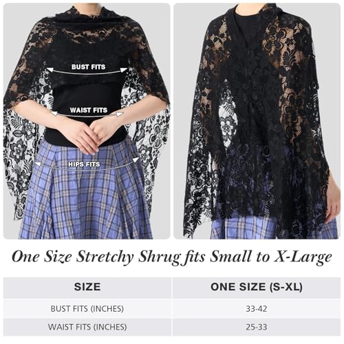 Women Lace Floral Hollow Shawl Poncho Shrug Summer Sheer Top Lightweight Poncho Bolero for Evening Dress3