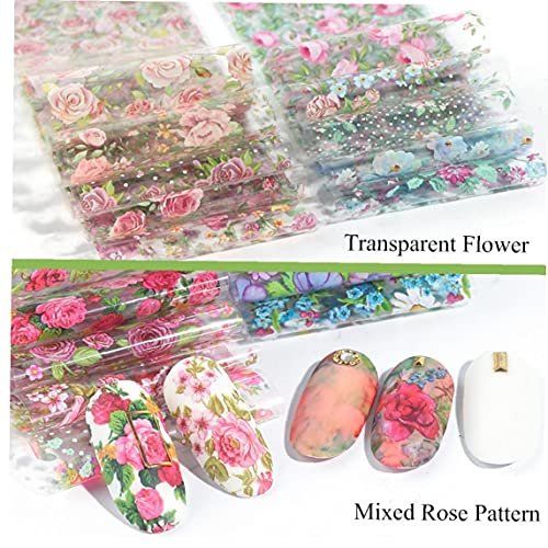 PiniceCore 10 Stücke Nail Artfolien Transfer Schieber Gemischte Designs Rose Aufkleber Nagelfolie Uv Gel Klebende Wraps Zubehör Zufällig Stil – Bild 5