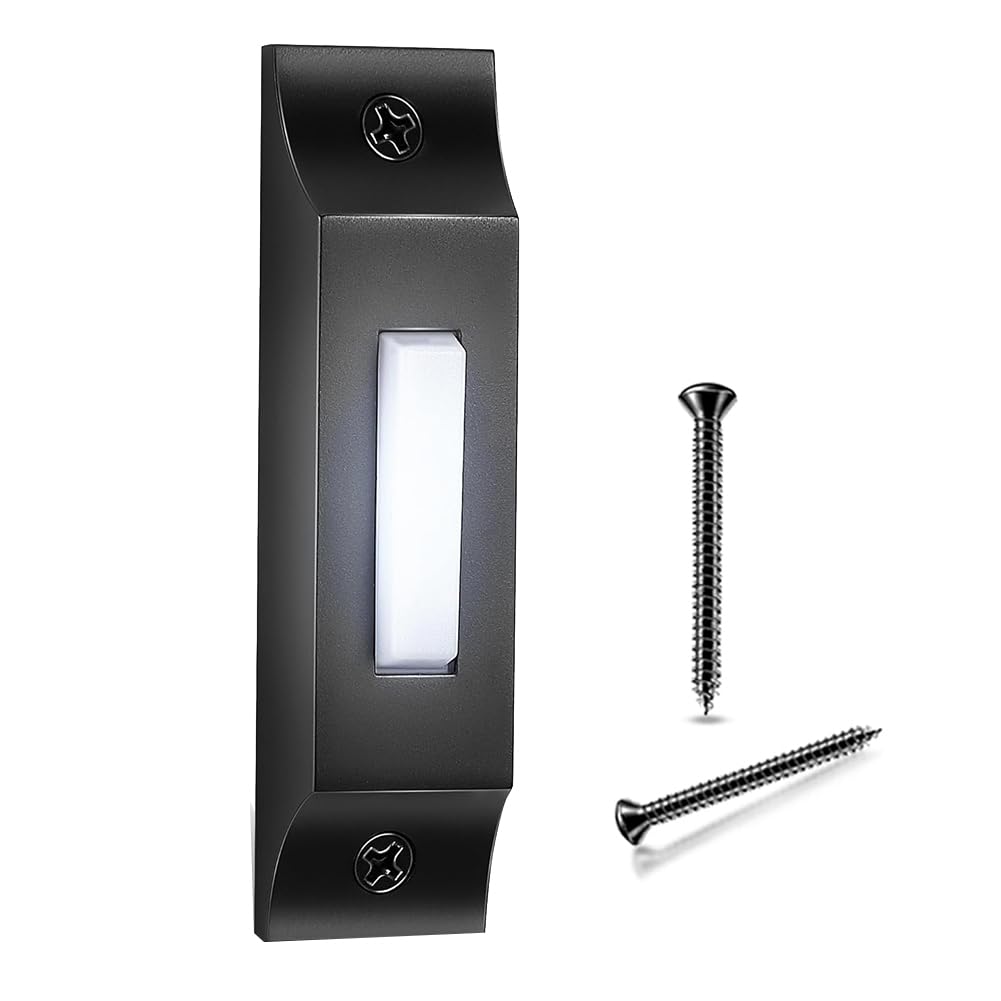 Osmond Metal Doorbell Push Button Wired Door Bell Push Buttons LED Door Chime for Garage Door Opener, Door Chime,Doorbell Button Wall Mounted Doorbell Switch Garage Doorbell Button