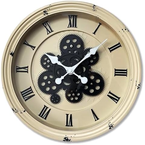 Evursua 15.2 Inch Large Gear Clock Real Gears Moving Wall Clock, Vintage Industrial Steampunk Aesthetics Art Home Decor Clock, Decorative Black Wall Clock for Living Room Decor Home Office Cover