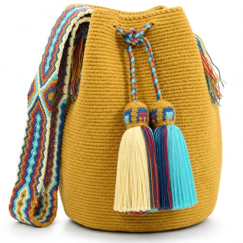 Image of WYOU Designer Wayuu Hand-Crochet Woven Summer Beach Bag for Everyday, Travel-Large Beachy Purse, Colorful Purses for Women