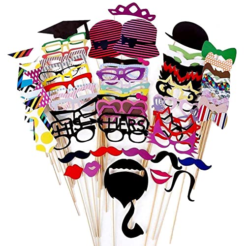 Foonii - 76 Palitos Multicolor para Manualidades, con Formas de Gafas, Bigote, Labios, Pajarita,...