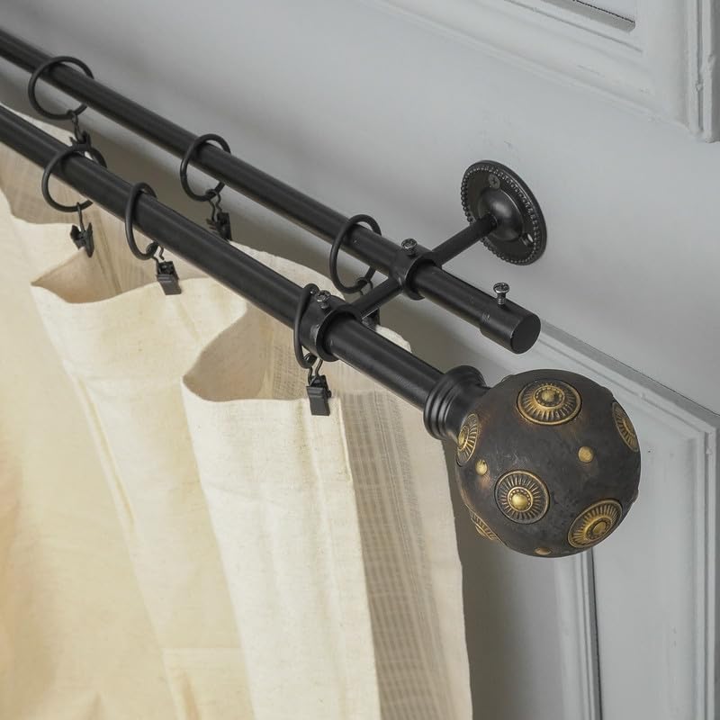 See full amazon price history chart for Window Casa 48"-88" Adjustable Double Curtain Rod For Door & Windows With Brackets Set Curtains Hanging Extendable Iron Metal Pipe Holder With Mughal Metal Wood Blend Finial (Black, 0.75" Diameter) Window Casa 48"-88" Adjustable Double Curtain Rod For Door & Windows With Brackets Set Curtains Hanging Extendable Iron Metal Pipe Holder With Mughal Metal Wood Blend Finial (Black, 0.75" Diameter) (B0C9MLHMX1) Amazon Price History, Amazon Price Tracker