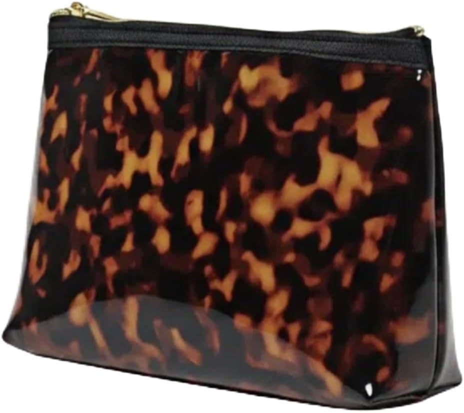 ORBENTO Retro Tortoise Printed Makeup Cosmetic Bag Mini Pouch with Chain Charm