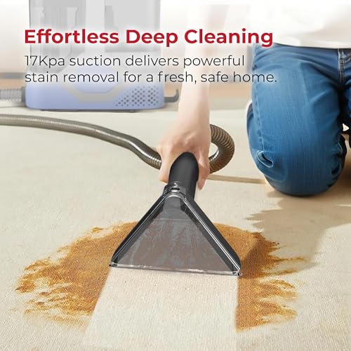 Image of Rosewill Multi-Purpose Portable Carpet and Upholstery Cleaner with 74.4 oz Large Water Tank, Self Cleaning, Powerful Suction 17 KPa Spot Cleaner, 600W Motor, 4 Tools for Pets, Car, Couch and Stairs