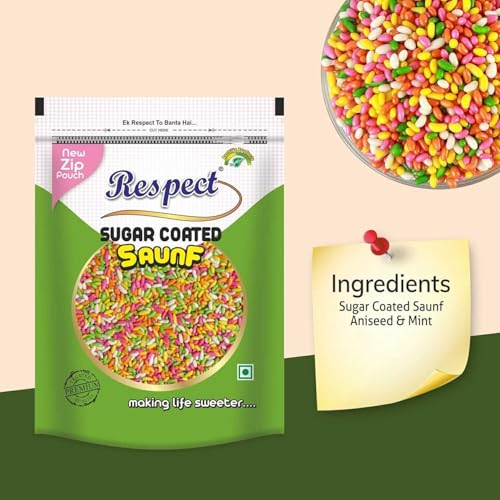 Image of RESPECT Sugar Coated Saunf Fennel Seeds, Mukhwash, Sweet Mouth Freshener (200 X 2)
