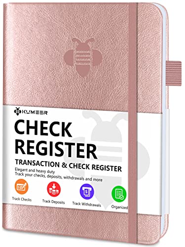 Carnet de chèque élégant or rose avec couverture rigide premium