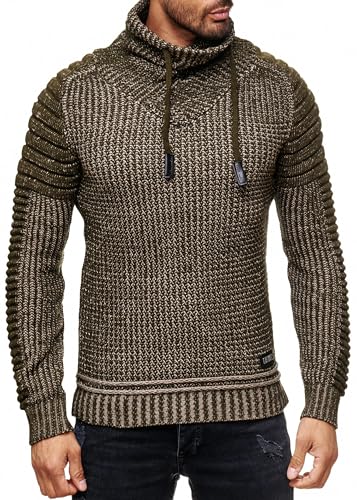 Pull over tricoté hiver col chale homme en grosse maille pour vos sorties nature