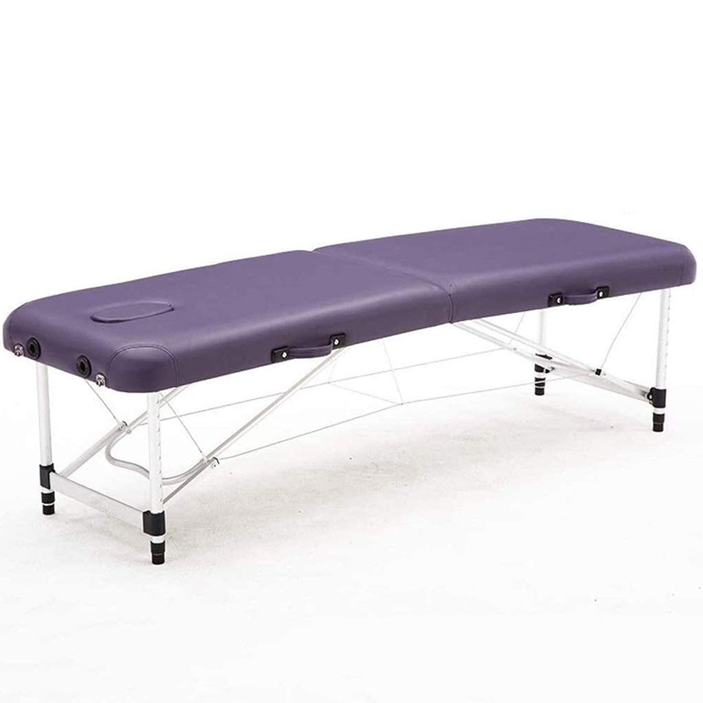 Lettino da Massaggio Pieghevole, Altezza Regolabile, Portatile, per Fisioterapia, Salone, Spa, Terapista Mobile, Uso Domestico(Purple-185 * 70 * 48